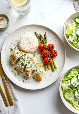 Produkty bogate w białko: kurczak, ryby, jajka, skyr, twaróg, tofu i rośliny strączkowe